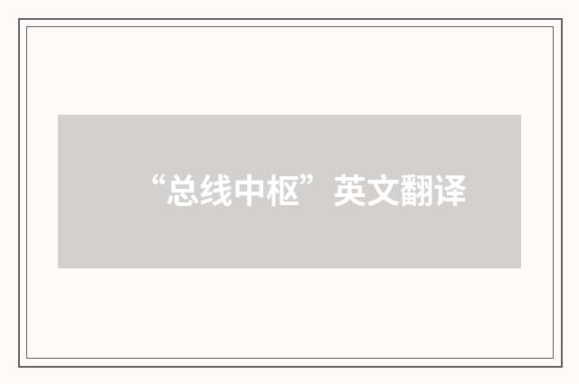 “总线中枢”英文翻译