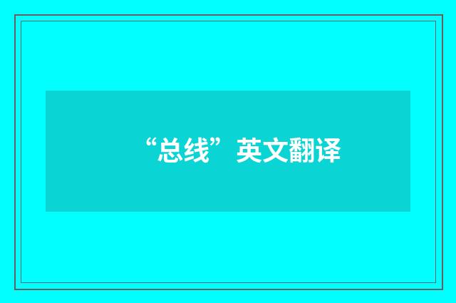 “总线”英文翻译