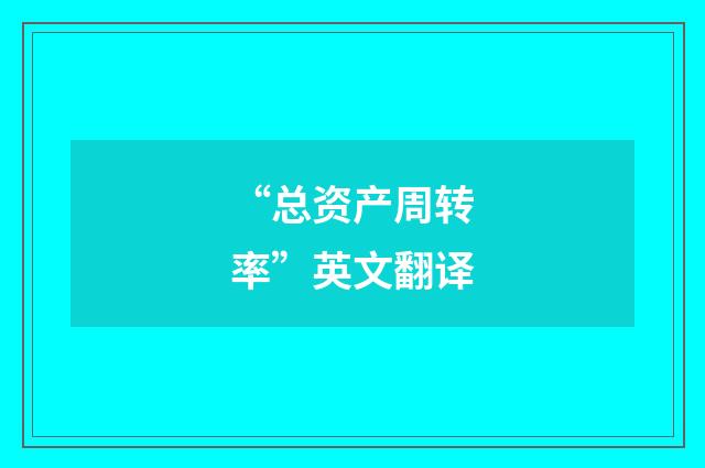 “总资产周转率”英文翻译