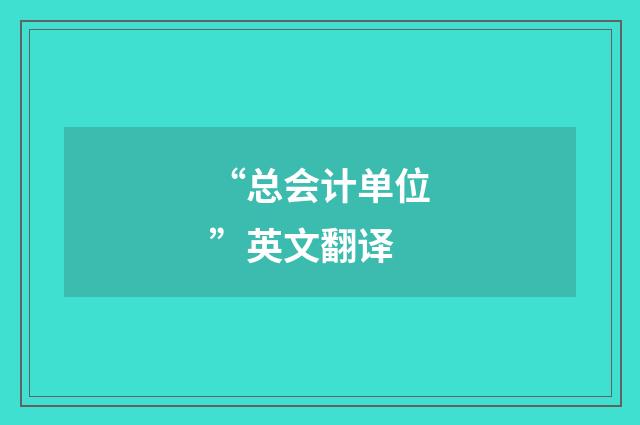 “总会计单位”英文翻译