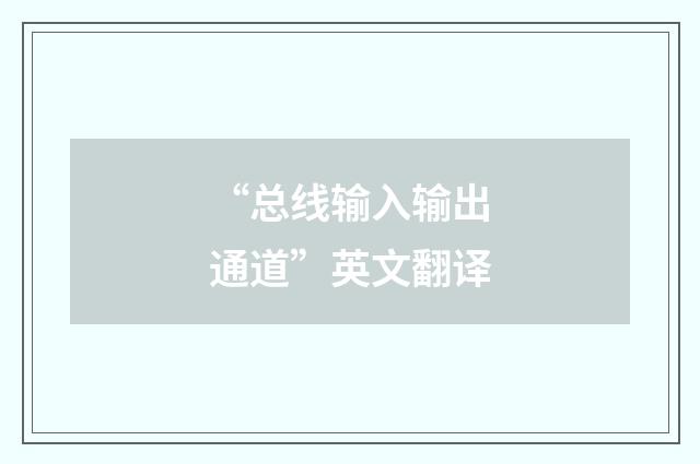 “总线输入输出通道”英文翻译