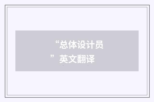 “总体设计员”英文翻译
