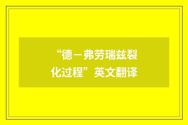 “德－弗劳瑞兹裂化过程”英文翻译