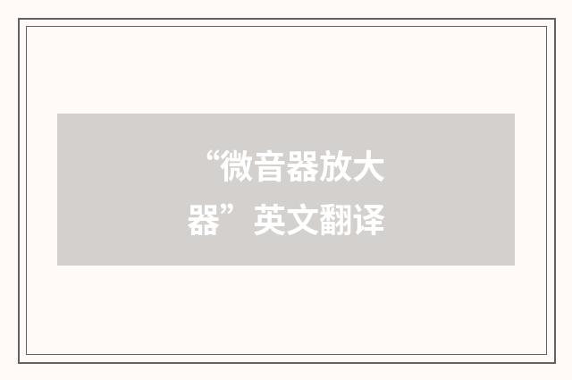 “微音器放大器”英文翻译