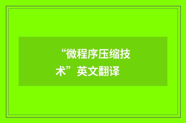 “微程序压缩技术”英文翻译