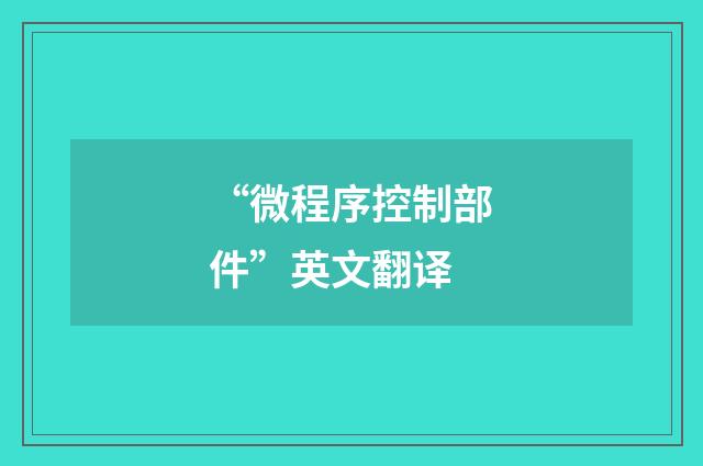 “微程序控制部件”英文翻译
