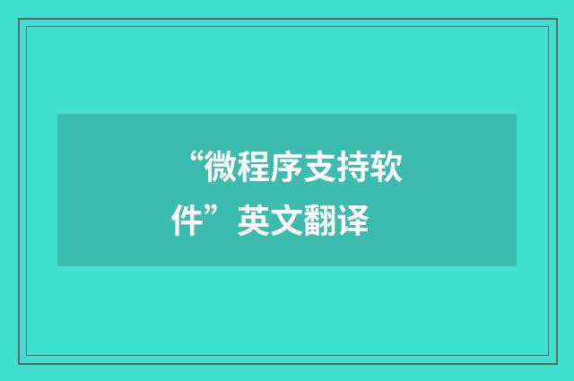 “微程序支持软件”英文翻译