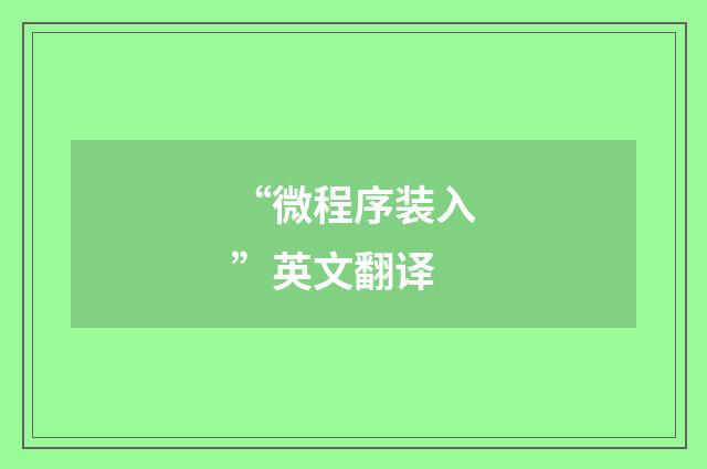 “微程序装入”英文翻译