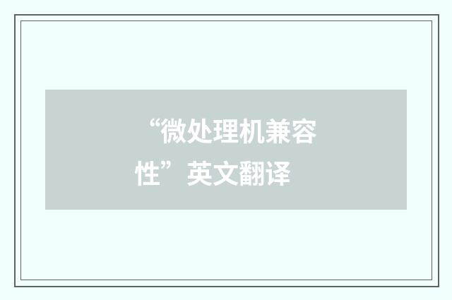 “微处理机兼容性”英文翻译