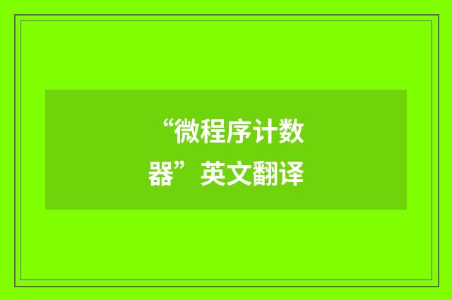 “微程序计数器”英文翻译