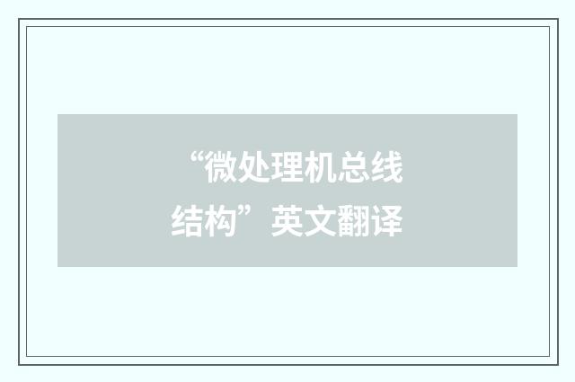 “微处理机总线结构”英文翻译