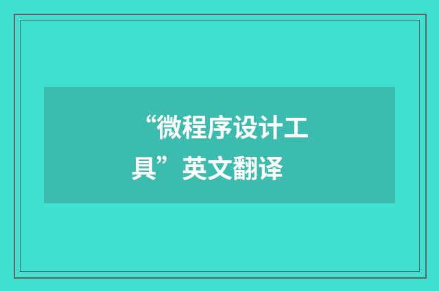 “微程序设计工具”英文翻译