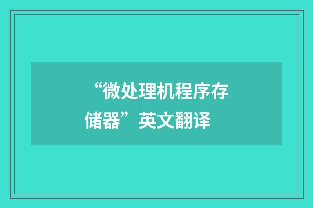 “微处理机程序存储器”英文翻译