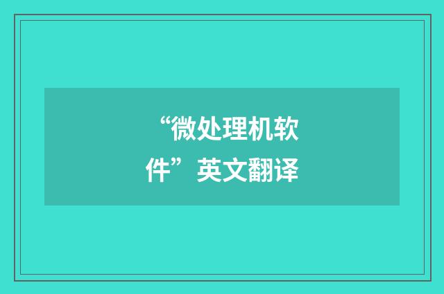 “微处理机软件”英文翻译