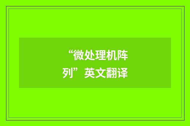 “微处理机阵列”英文翻译