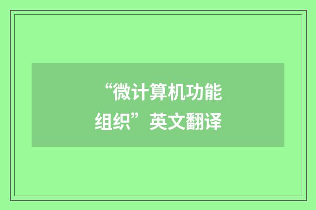 “微计算机功能组织”英文翻译