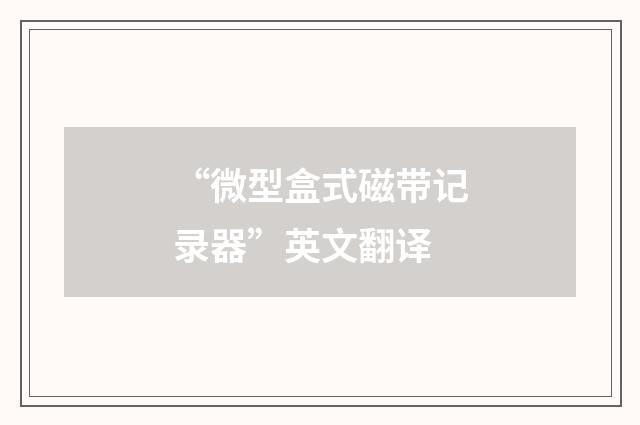 “微型盒式磁带记录器”英文翻译