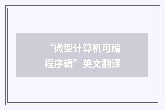 “微型计算机可编程序辑”英文翻译