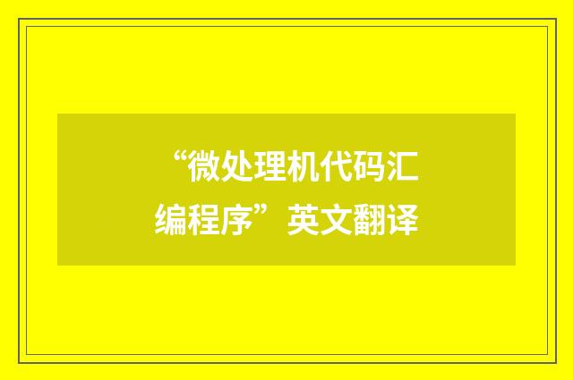 “微处理机代码汇编程序”英文翻译