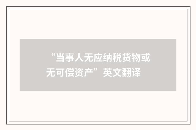 “当事人无应纳税货物或无可偿资产”英文翻译