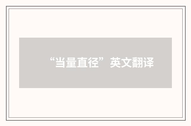 “当量直径”英文翻译