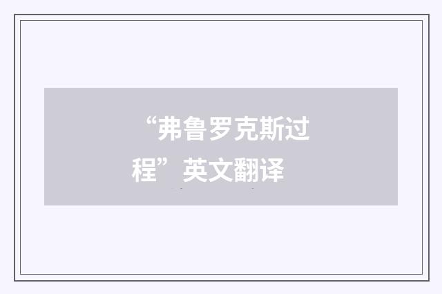 “弗鲁罗克斯过程”英文翻译