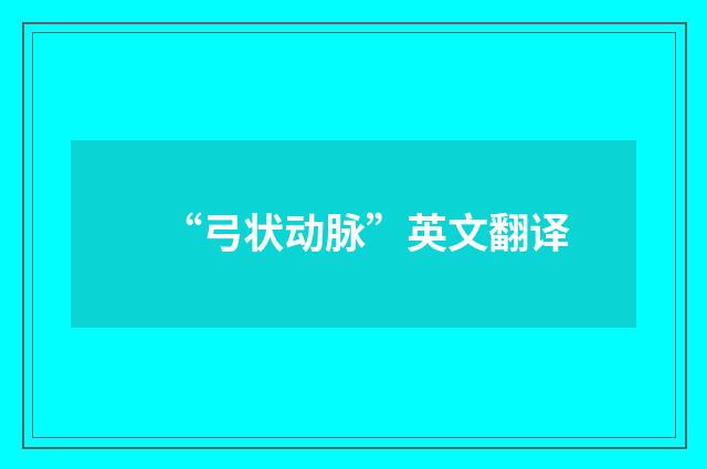 “弓状动脉”英文翻译