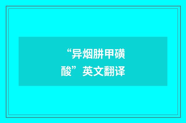 “异烟肼甲磺酸”英文翻译