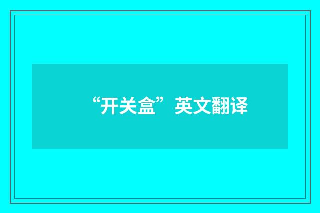 “开关盒”英文翻译