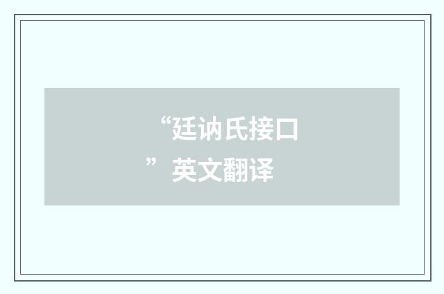 “廷讷氏接口”英文翻译