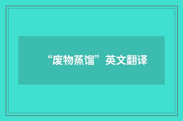 “废物蒸馏”英文翻译
