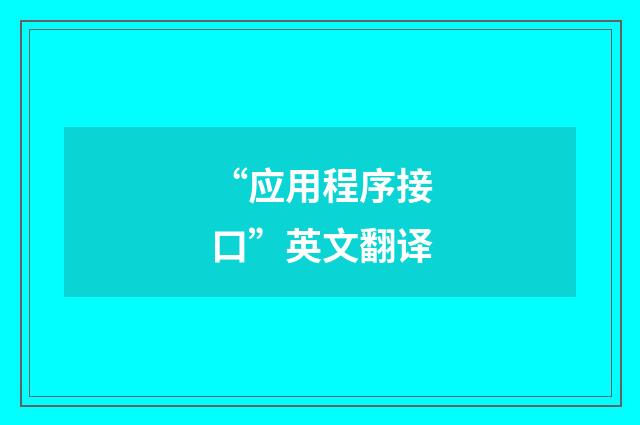 “应用程序接口”英文翻译