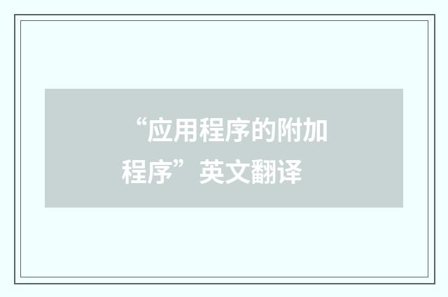 “应用程序的附加程序”英文翻译