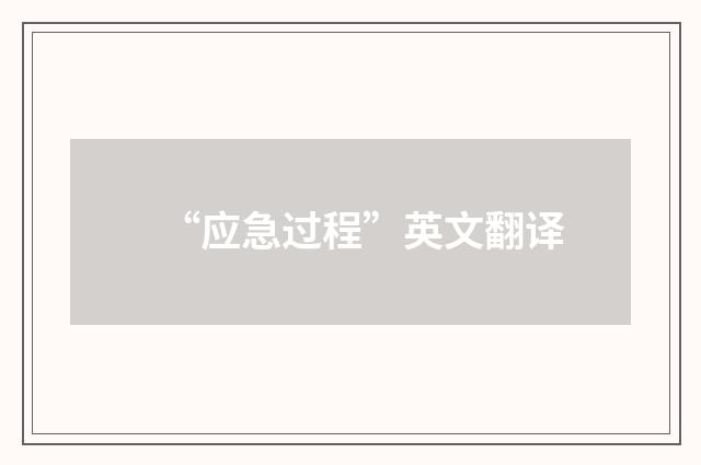 “应急过程”英文翻译