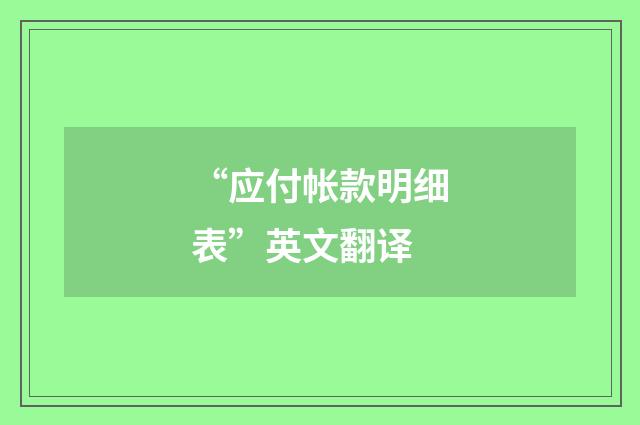 “应付帐款明细表”英文翻译