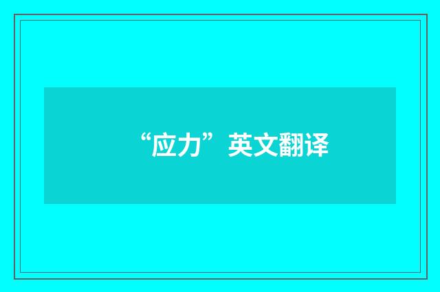 “应力”英文翻译