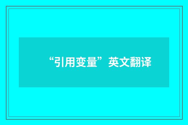 “引用变量”英文翻译
