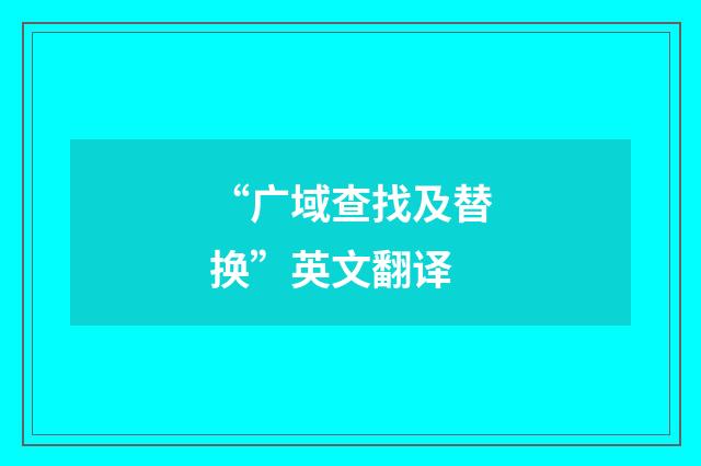 “广域查找及替换”英文翻译