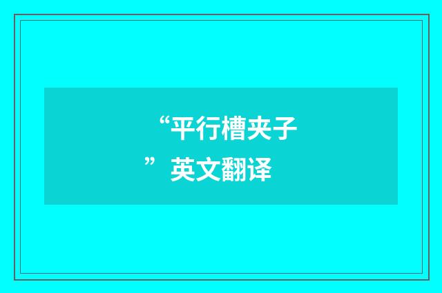 “平行槽夹子”英文翻译