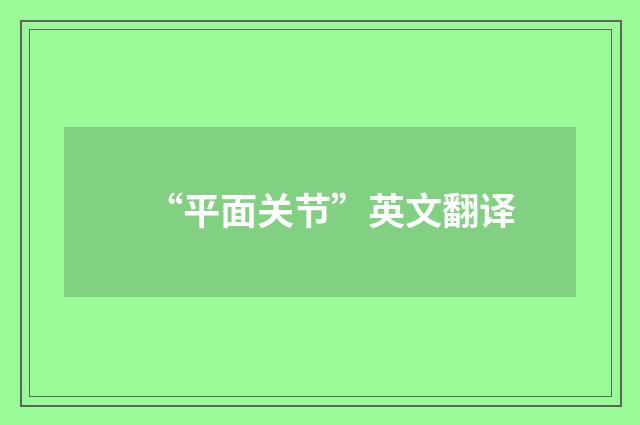 “平面关节”英文翻译