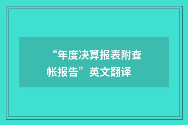 “年度决算报表附查帐报告”英文翻译