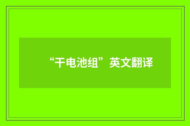 “干电池组”英文翻译