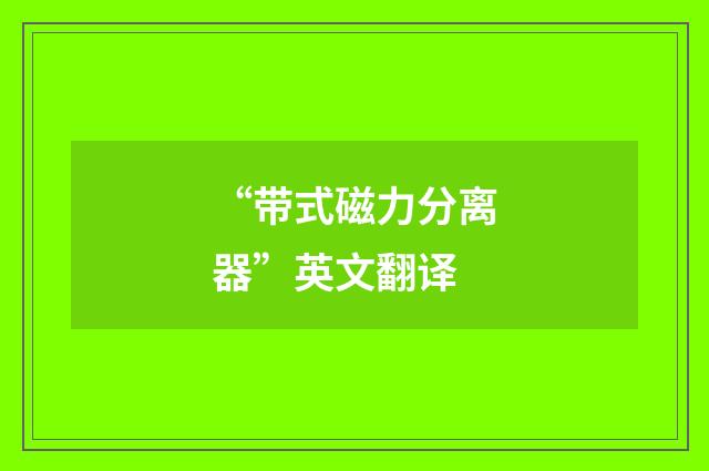 “带式磁力分离器”英文翻译
