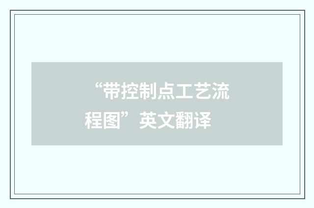 “带控制点工艺流程图”英文翻译