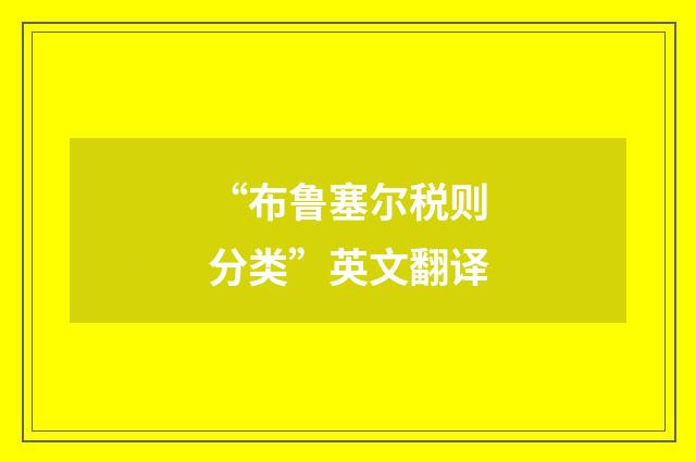 “布鲁塞尔税则分类”英文翻译