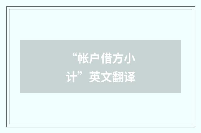 “帐户借方小计”英文翻译