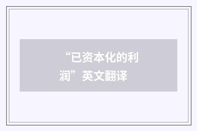 “已资本化的利润”英文翻译