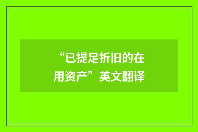 “已提足折旧的在用资产”英文翻译
