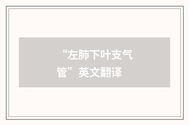 “左肺下叶支气管”英文翻译