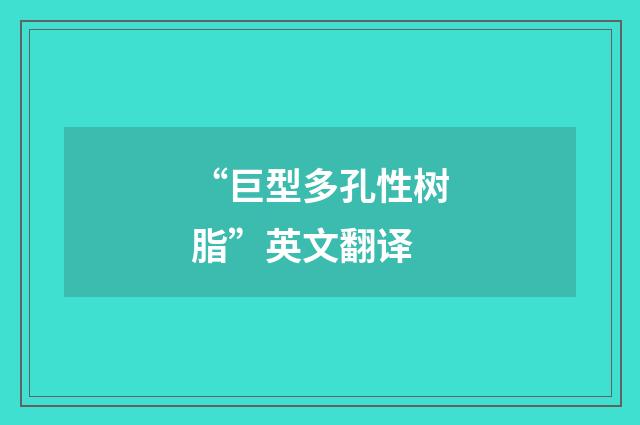 “巨型多孔性树脂”英文翻译